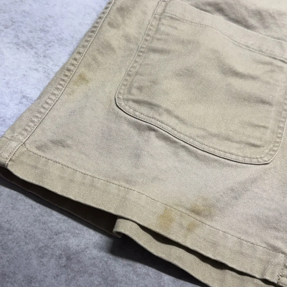 VTG Orvis Zambezi Twill Safari Field Jacket Mens 46L Tan Leather Elbow Patches